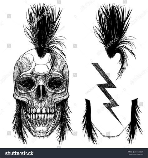 punk skull drawing stock vector illustration  shutterstock