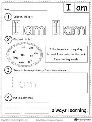 preschool  kindergarten worksheets words children  learning