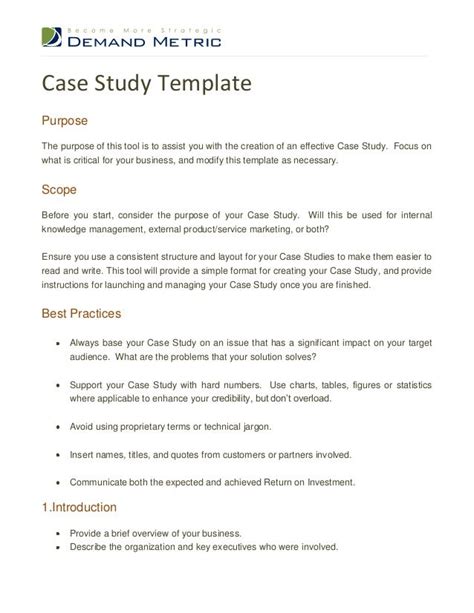 case studies format