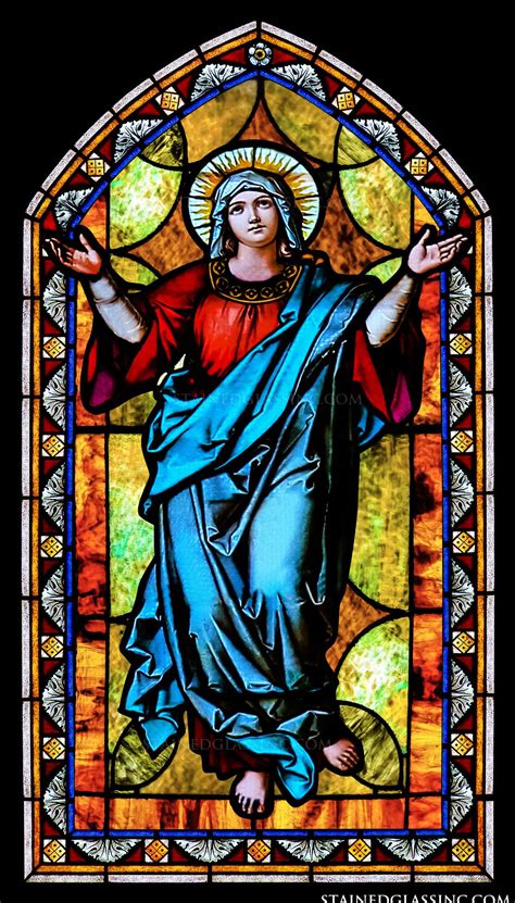 mary  virgin religious stained glass window