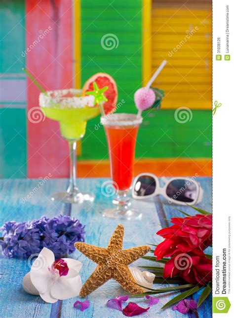 Cocktails Margarita Sex On The Beach In Tropical House