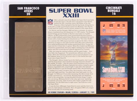 Commemorative Super Bowl Xxvi Score Card With 22kt Gold Ticket
