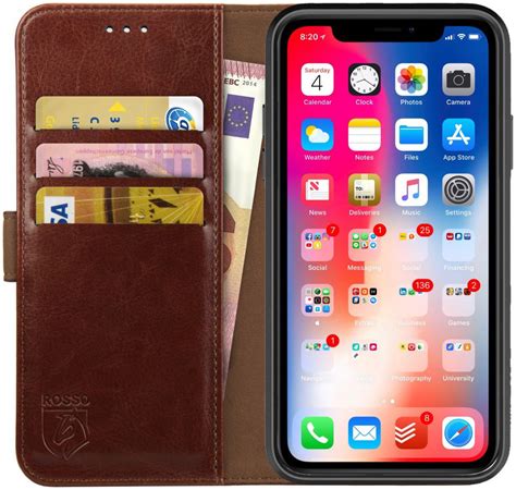 rosso element apple iphone xr hoesje book cover bruin gsmpuntnl