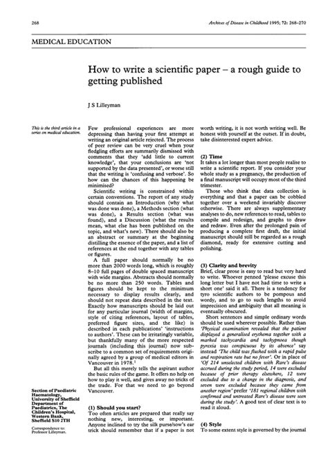 write  scientific paper  rough guide   published