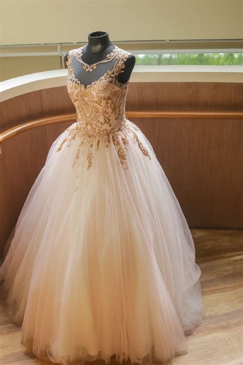 sheer neck ball gown prom dress  beads   debut gowns debut dresses prom dresses