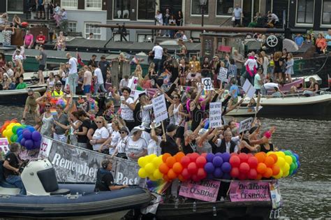 de trotse lesboot boat at the gay pride amsterdam the netherlands 2019