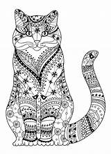 Coloring Cat Pages Printable Adults Animal Lovers Books Adult sketch template