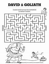 Goliath David Bible Activities Kids Mazes Coloring School Sunday Craft Maze Printable Lessons Crafts Story Pages Find Activity Word Puzzles sketch template