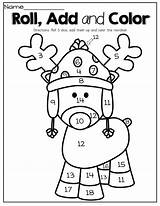 Dice Math Christmas Coloring Preschool Reindeer Color Game Fun Activities Add Kindergarten Pages Roll Number Numbers Grade Adding Board Template sketch template