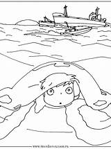 Coloring Ponyo Pages Hannah Goldfish Tale Magical Boy His Beach Template Trulyhandpicked Prints sketch template