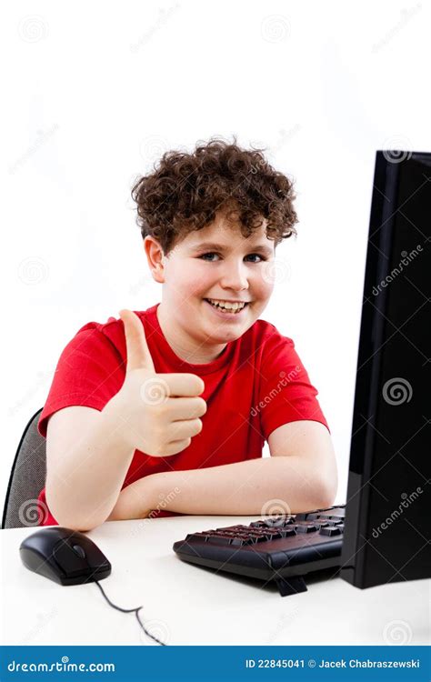 kid  computer isolated  white background stock image image