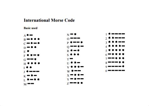 Free 11 Sample Morse Code Chart Templates In Pdf