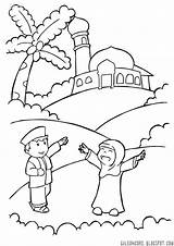 Mewarnai Idul Fitri Muslimah Lembar sketch template