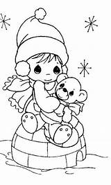 Precious Moments Coloring Pages Winter Christmas Doll Cute Girl Princess Sheets Drawing Printable Color Kids Cartoon Beautiful Colour Wallpaper Print sketch template