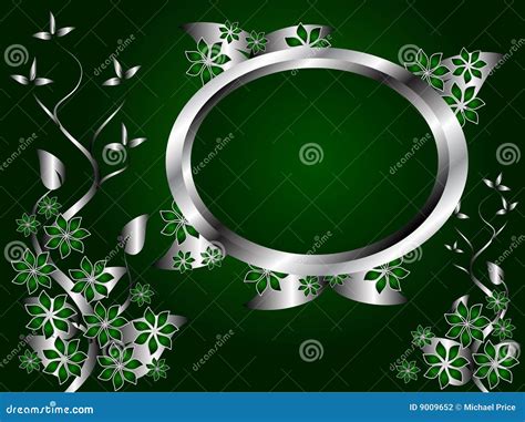 silver  green floral background stock vector illustration  card artistic