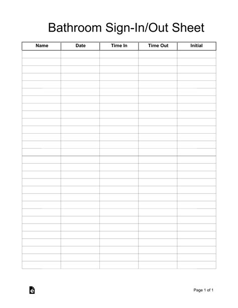 bathroom cleaning sign inout sheet template  word eforms