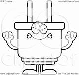 Plug Mad Electric Clipart Mascot Cartoon Outlined Coloring Vector Thoman Cory Royalty sketch template