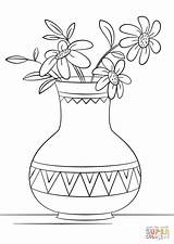 Coloring Vase Flowers Pages Printable Dot sketch template