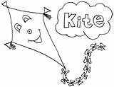 Kite Coloring Pages Kites Flying Drawing Getdrawings Getcolorings Printable Color sketch template