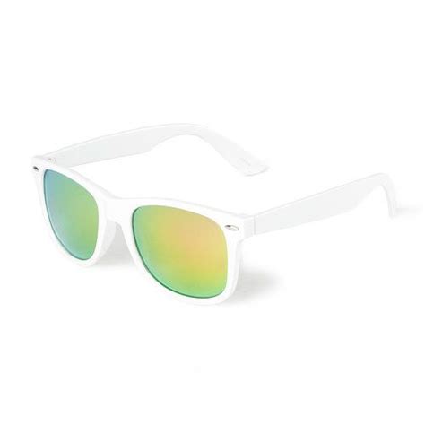 white plastic wayfarer sunglasses with mirrored lenses icing