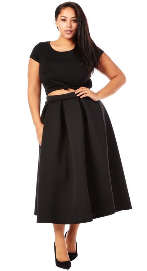 plus size mid black skater skirt a must with images