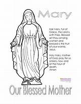 Mary Coloring Hail Mother Prayer Blessed Activities Grade Religion Subject sketch template
