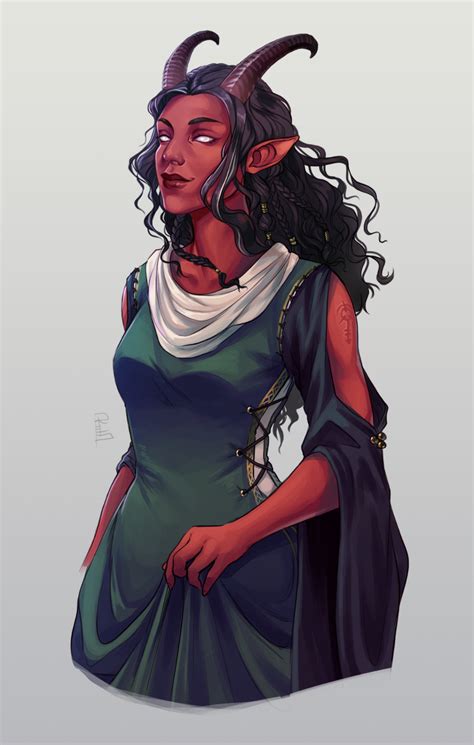 another half body tiefling design commission this red art