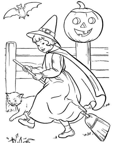 cute witch  pumpkin coloring page witch coloring