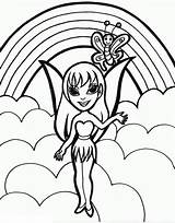 Coloring Pages Rainbow Printable Kids Color Colouring Print Fairy sketch template