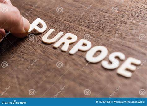 purpose wood word stock photo image  letters objective