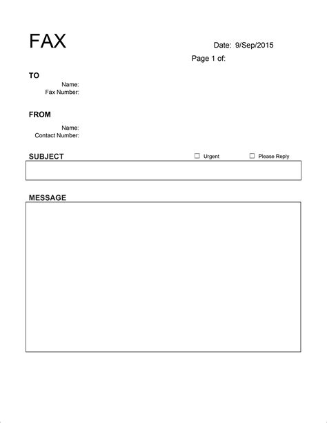 fax template cover sheet