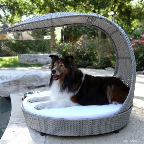 refined feline waterproof covered outdoor dog bed large smoke