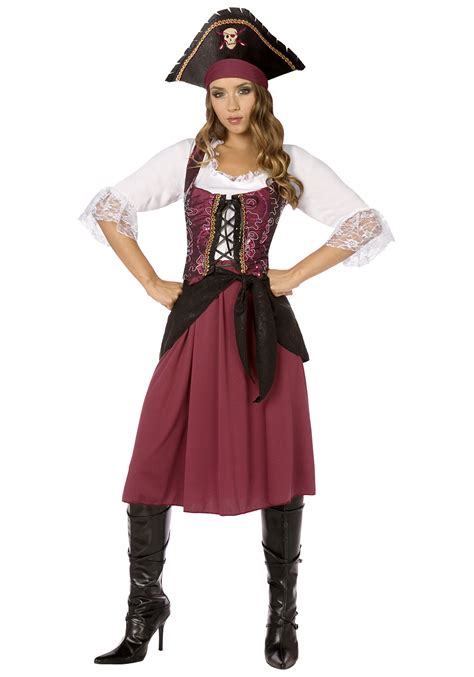 Womens Plus Size Burgundy Pirate Wench Costume 1x 2x 3x 4x