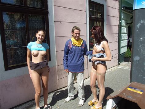 sexy girl strips nude in public porno photo