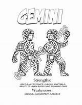 Gemini Coloring Pages Zodiac Adult Print Sign Choose Board Etsy Astrology Signs Horoscope sketch template