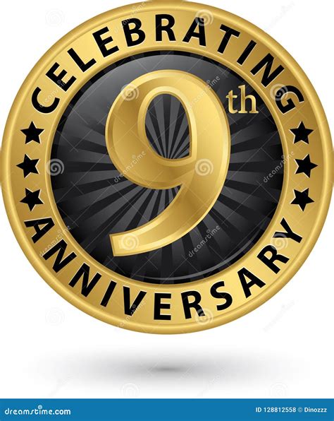 celebrating  anniversary gold label vector illustration stock