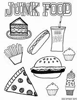 Coloring Food Pages Cute Junk Thanksgiving American Print sketch template