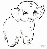 Coloring Elephant Pages Baby Cute Printable sketch template