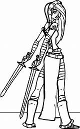 Viking Girl Coloring Sword Character Wecoloringpage sketch template
