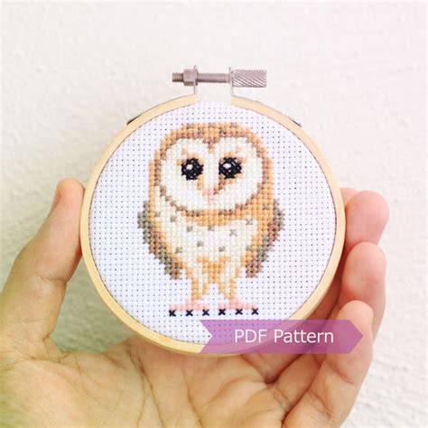 barn owl cross stitch pattern  barn owl embroidery etsy