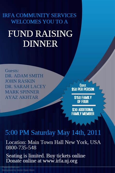 fundraising dinner event flyer poster social media template