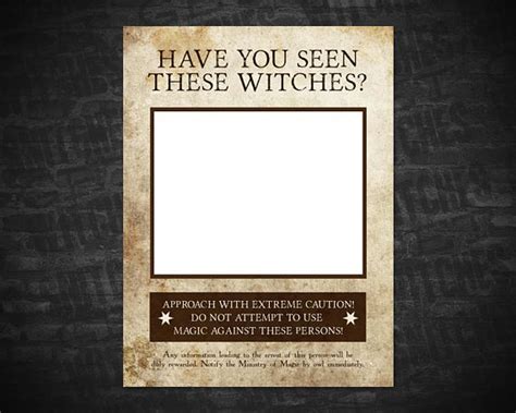 witches photo booth prop wanted poster printable