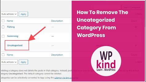 remove  uncategorized category  wordpress youtube