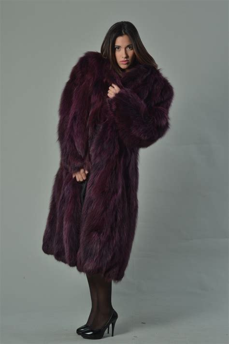 dyed purple fox fur coat
