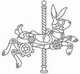 Steampunk Carousel Bunny Coloring Pages Urbanthreads sketch template