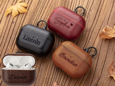 personalized leather apple airpod pro case   monogram etsy
