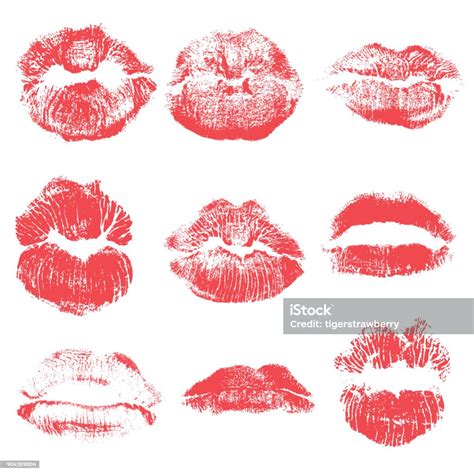 set of lips or lip shaped women kiss print valentines or mothers day