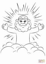 God Cartoon Cloud Coloring Clouds Drawing Pages sketch template