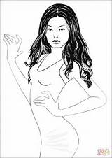 Coloring Asian Pages Woman Printable sketch template