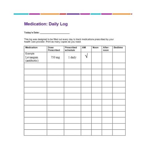 medication log template excel template business format